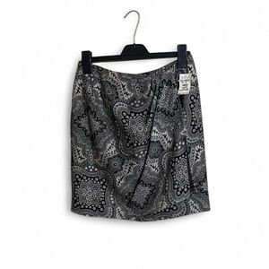 Anne Klein Skirt Sz 14 100% Wool Geometric Patterned Vintage Career Wrap Pleated